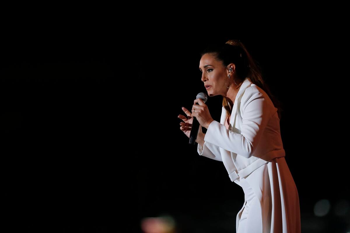 ARGENTINA, Cosquin: Soledad Pastorutti canta sobre el escenario Atahualpa Yupanqui de la Plaza Prospero Molina, Cosquin, Cordoba, Argentina, el 31 de enero de 2020.