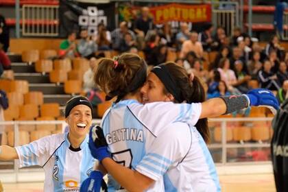 Argentina en pleno festejo del triunfo ante Italia
