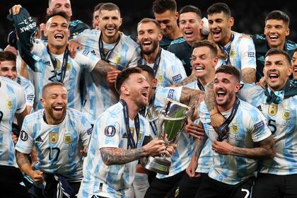 Argentina festeja la obtención de la Finalissima 2022 en Wembley ante Italia