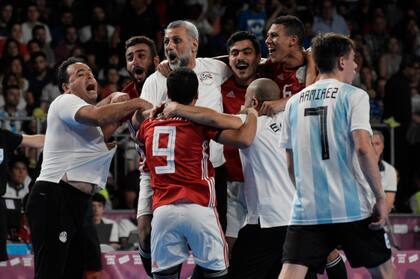 El festejo de los egipcios ante Argentina