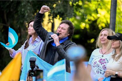 Javier Milei, durante un acto de campaña en La Matanza