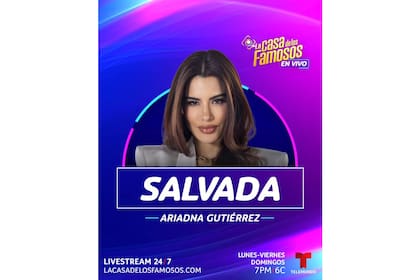 Ariadna Gutiérrez, salvada de la expulsión en La Casa de los Famosos