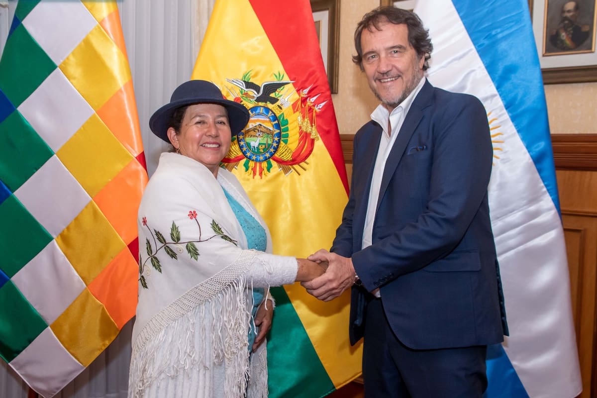 Ariel Basteiro, embajador de la Argentina en Brasil, y la canciller Celinda Saosa (Foto: Ministerio de Relaciones Exteriores de Bolivia)