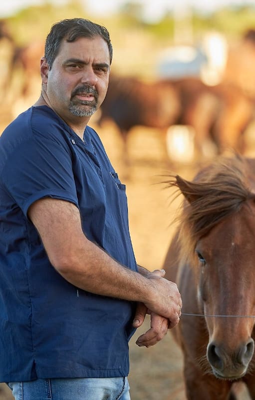 Ariel Corsé es veterinario y ayuda a caballos que fueron maltratados