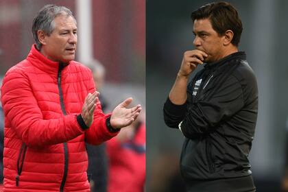 Ariel Holan y Marcelo Gallardo, entrenadores de Independiente y River