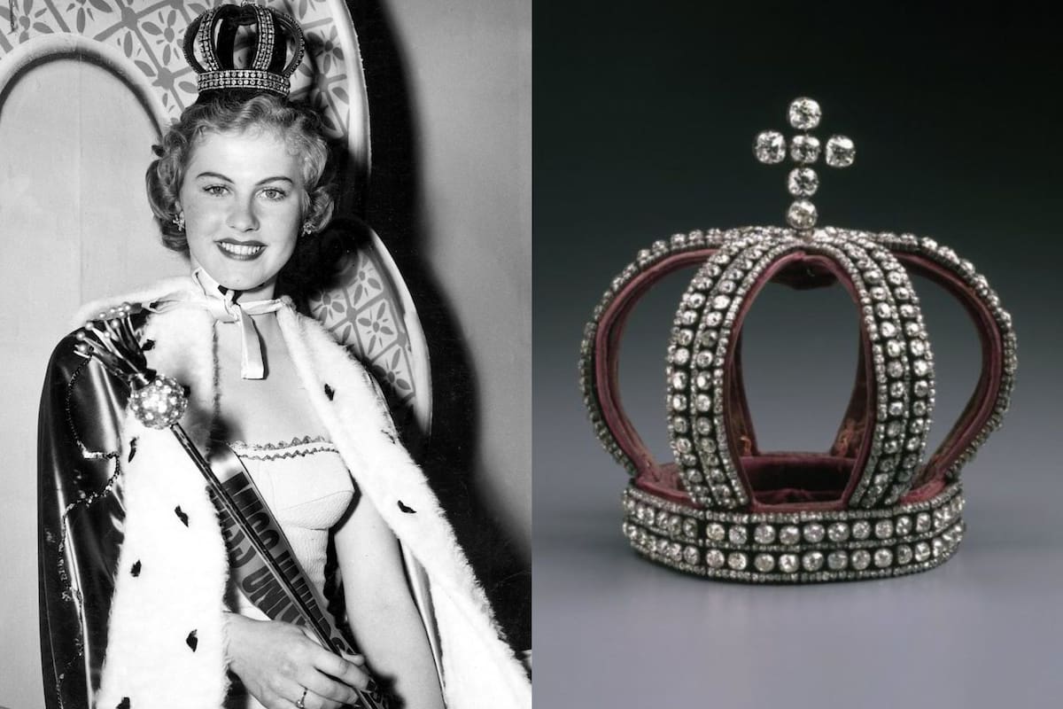 Armi Kuusela con la corona nupcial Imperial Románov en el certamen de Miss Universo 1952 (Miss Universe-Hillwood Estate, Museum & Gardens/Edward Owen)