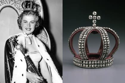 Armi Kuusela con la corona nupcial Imperial Románov en el certamen de Miss Universo 1952 (Miss Universe-Hillwood Estate, Museum & Gardens/Edward Owen)