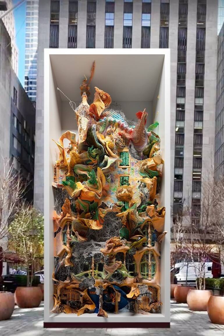 Arquitectura viva: Casa Batlló, obra de Refik Anadol exhibida en Rockefeller Center