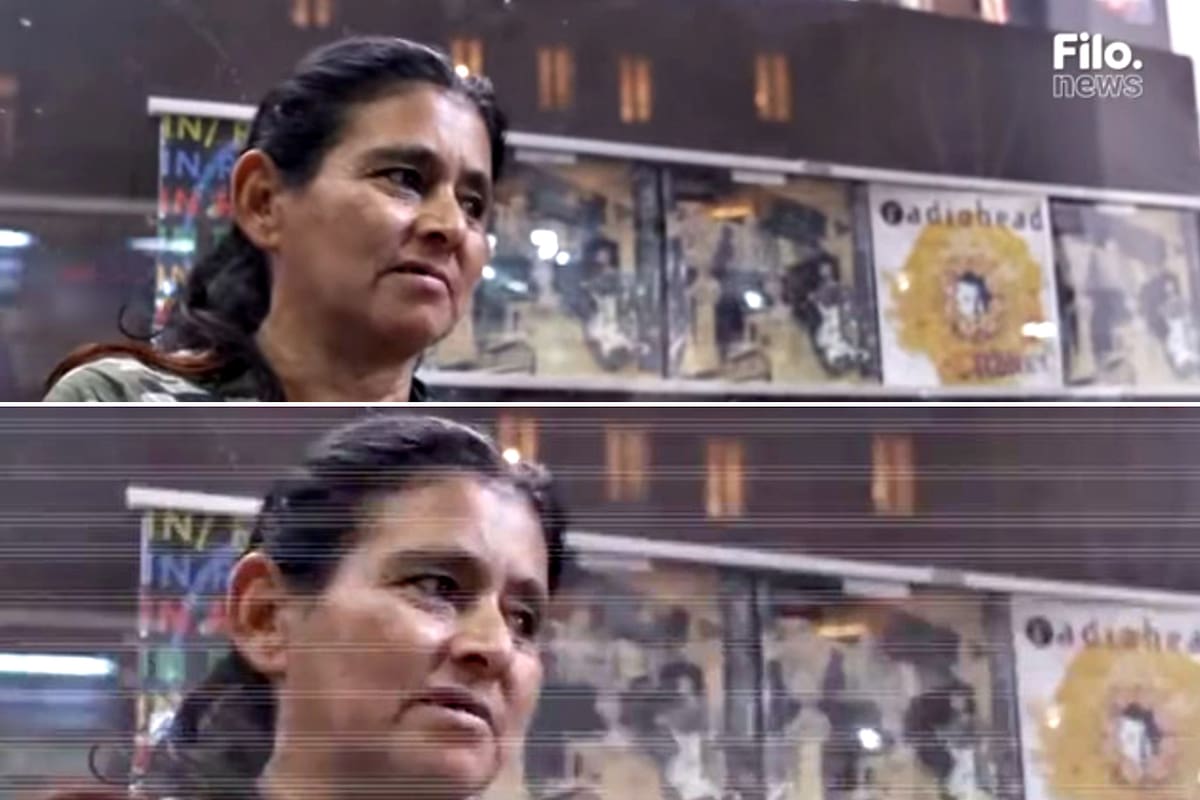 Arriba la imagen original de la Silvina; abajo la que aparece en el spot de Bullrich.