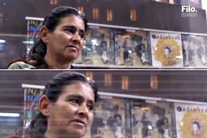 Arriba la imagen original de la Silvina; abajo la que aparece en el spot de Bullrich.