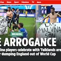 En Inglaterra piden sanciones y hay indignación por la "falta de nobleza" de la selección por la bandera de Malvinas