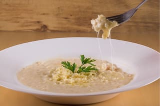 Arroz con crema de quesos