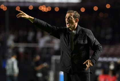 Arruabarrena, durante el logro más importante de su ciclo: la clasificación a las semifinales de la Copa Sudamericana en el Morumbi