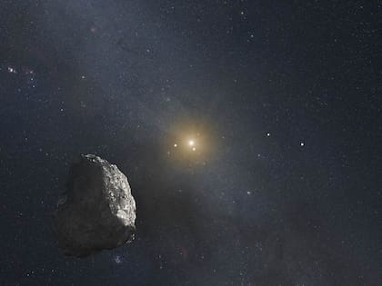 Arte del Cinturón de Kuiper, más allá de Neptuno, con un objeto espacial.