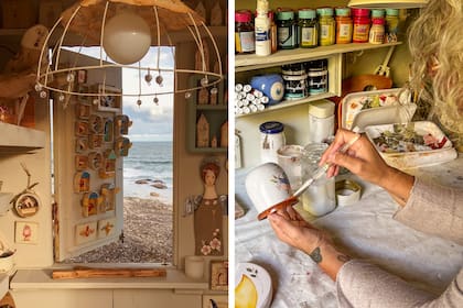 Artesana y artista, Paula vende sus piezas en un pequeño atelier junto a la playa.