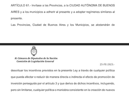 Artículo sobre el regimen de inversiones que indica limitaciones a la tributación de las provincias y municipios