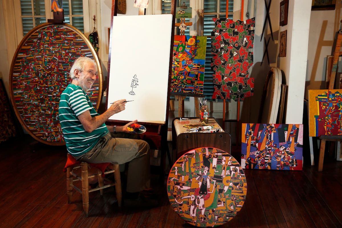Artista plástico Adolfo Nigro,en su estudio