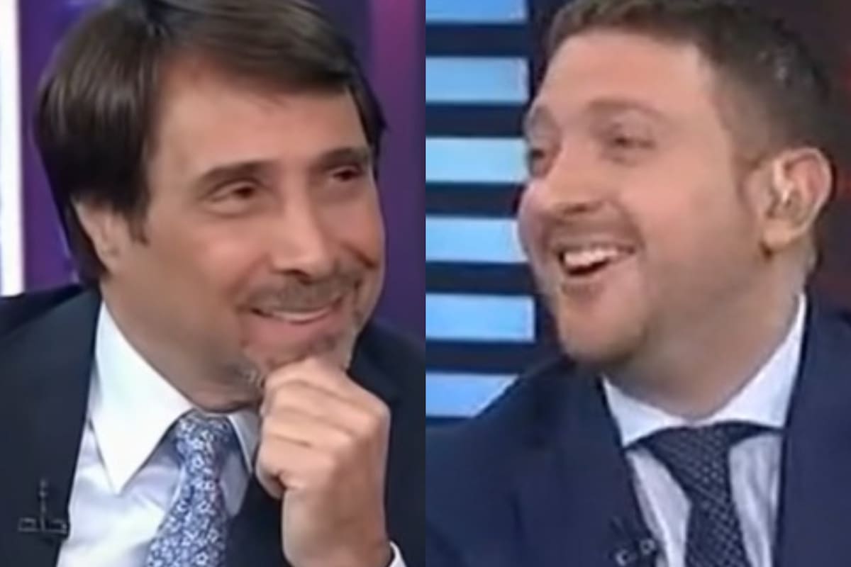 as risas de Eduardo Feinmann y Jony Viale al ver un video sobre la situación social en Argentina