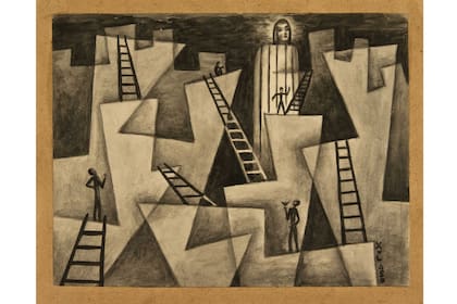"Ascensión por las rocas" (1950), de Xul Solar. Galería Rubbers Internacional, Sección Principal