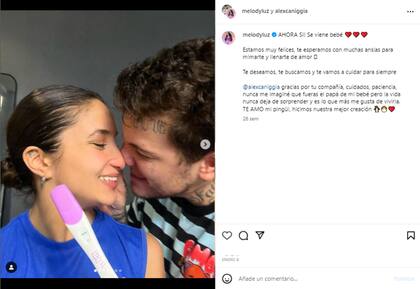 Así anunciaron Alex Caniggia y Melody Luz que esperaban un bebé juntos (Foto: Instagram @melodyluz)