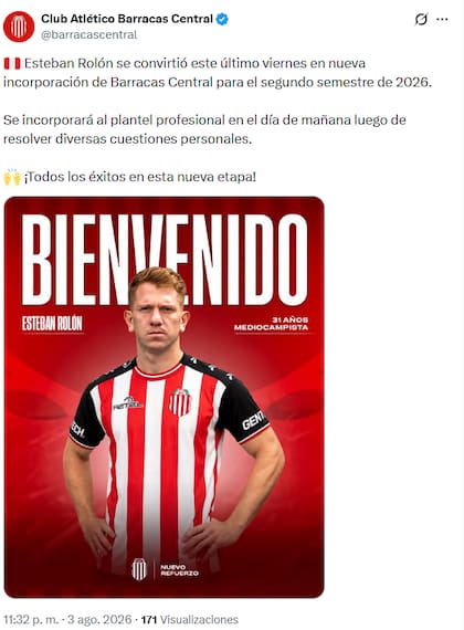 Así anunció "El Guapo" la incorporación de Rolón