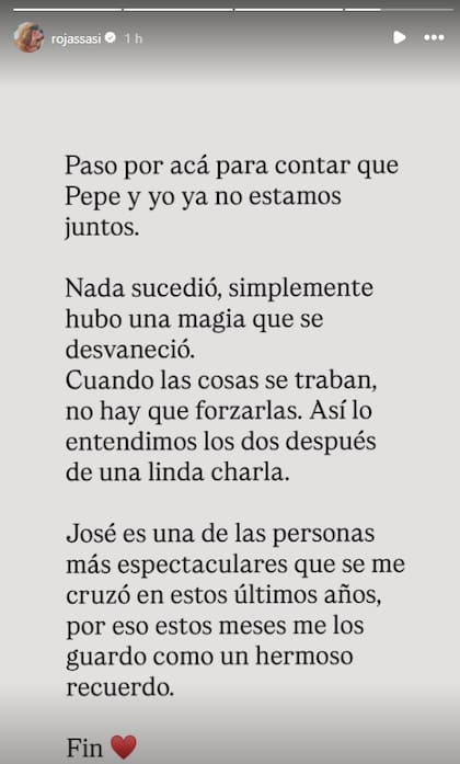 Así anunció Sabrina Rojas su separación de José Chatruc