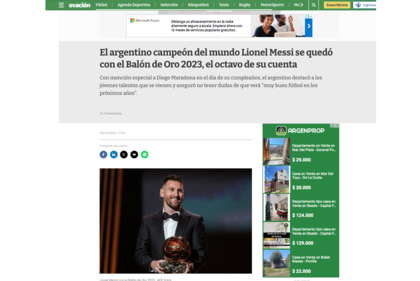 Así cubrieron los medios del mundo le entrega del octavo Balón de Oro para Lionel Messi