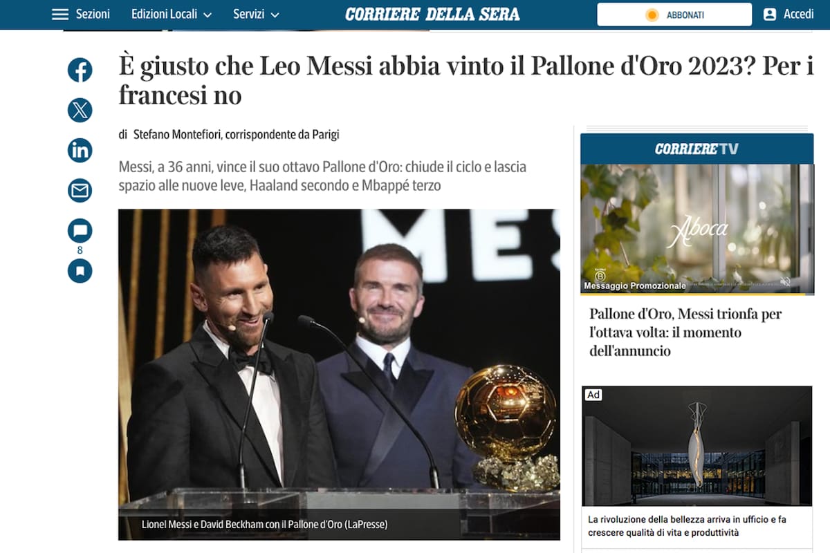 Así cubrieron los medios del mundo le entrega del octavo Balón de Oro para Lionel Messi