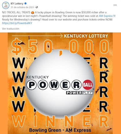 Así dio a conocer la lotería de Kentucky al ganador de Powerball en octubre de 2023