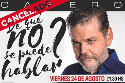 Así el teatro de Salta anunciaba la cancelación de la obra de Casero