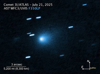 Así es la priemera imagen del cometa 3I/ATLAS tomada por el Telescopio espacial Hubble el 21 de julio de 2025 (Wikimedia Commons/NASA)
