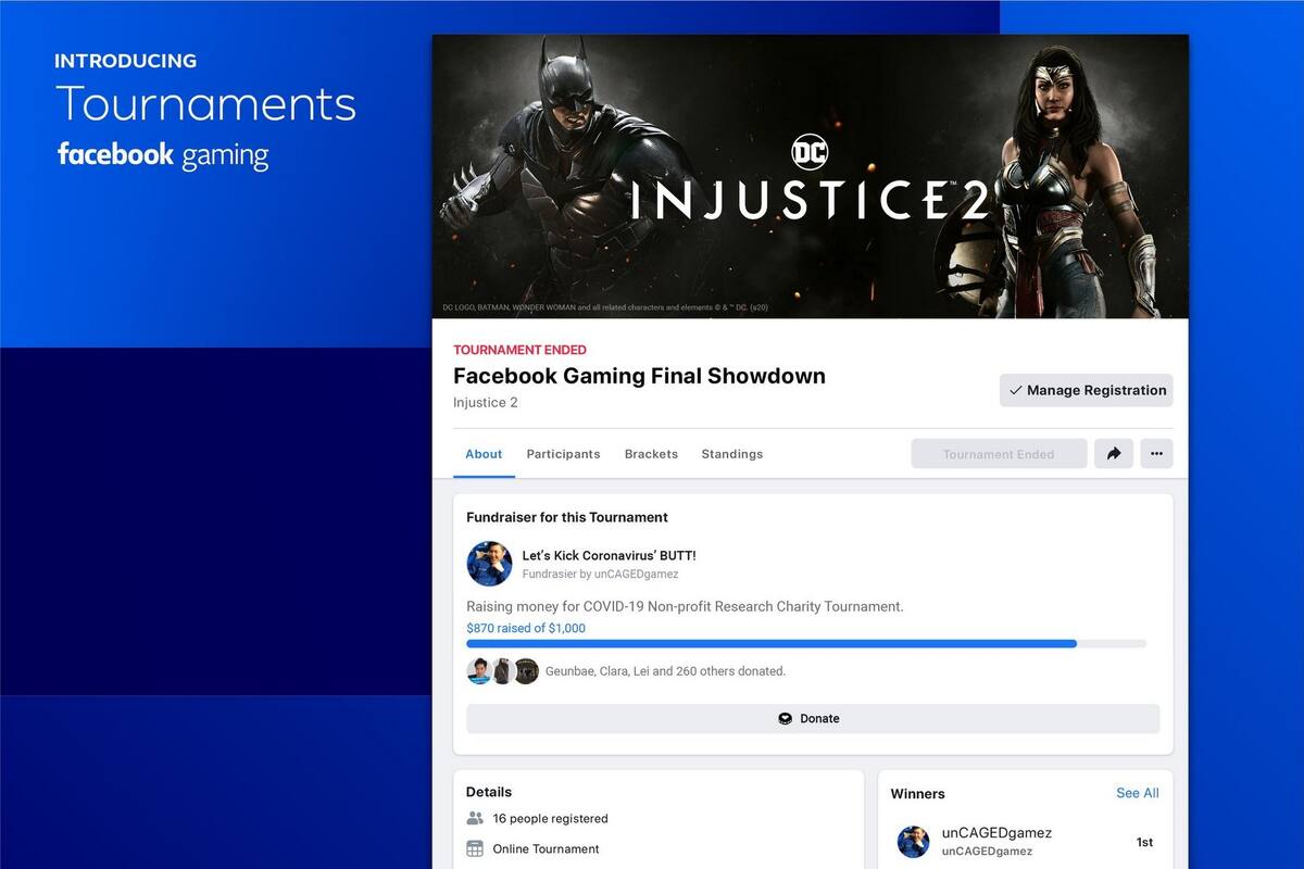 Así es Torneos, el servicio de Facebok para organizar competencias online de videojuegos