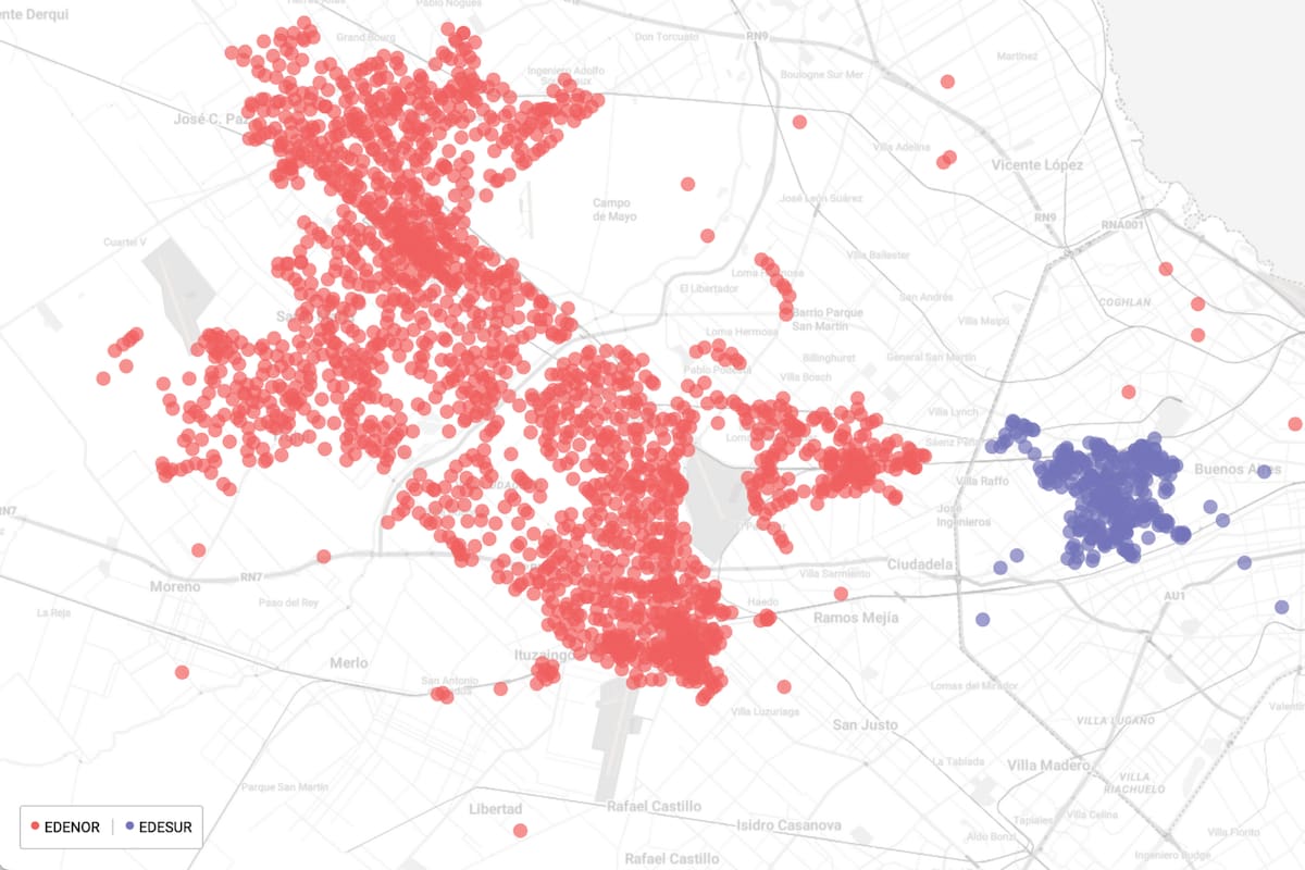 Así estaban Buenos Aires y el AMBA en el pico del apagón