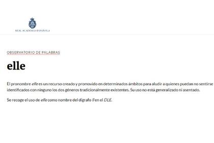 Así figuraba la entrada "elle" antes de ser removida