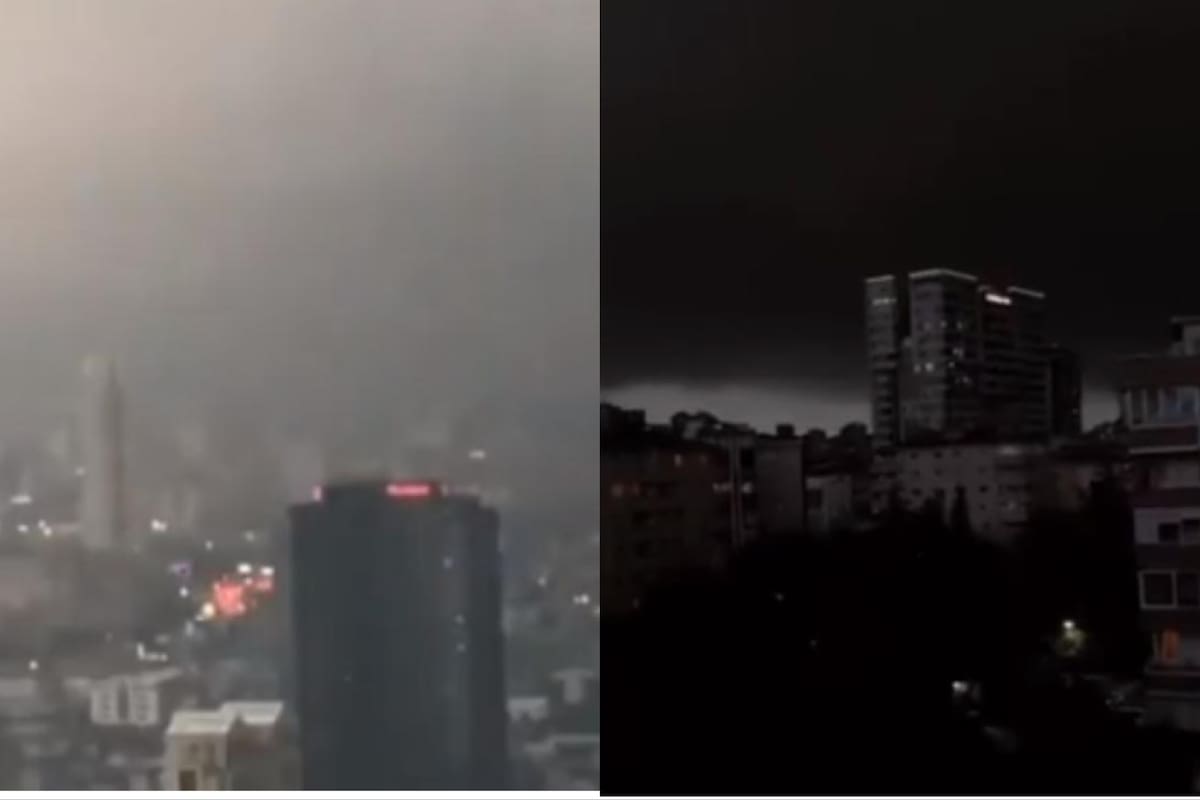 Así fue como la nube cubrió toda la ciudad de Estambul (Foto: Twitter @EnzoBonelli05, @alertamundia2)