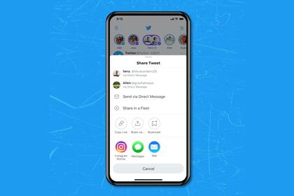 Así luce el botón para compartir una publicación de Twitter en Instagram Stories, una función que por el momento solo está disponible en iOS