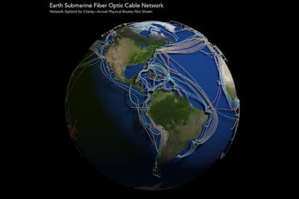 Así luce el mapa 3D que revela la ubicación los 426 cables submarinos de fibra óptica utilizados para llevar Internet a diferentes regiones del planeta