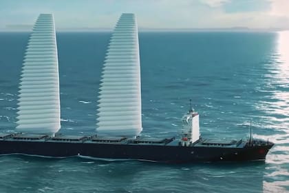 Así luce el sistema de velas inflables retráctiles que propone Michelin para reducir el consumo de combustible en buques mercantes