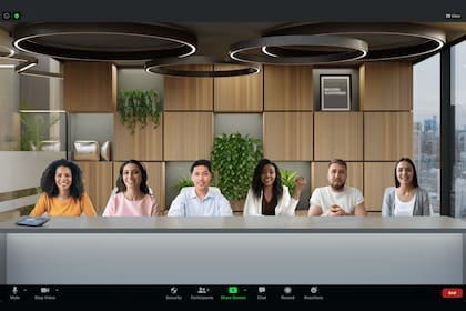 Así luce la vista de los integrantes en el modo sala de reuniones de Zoom