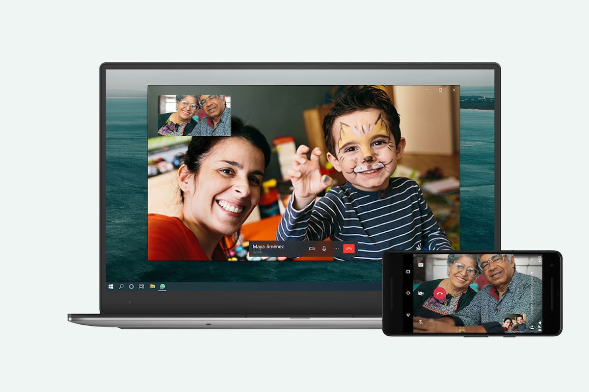 Así luce una videollamada de WhatsApp desde el escritorio de una computadora portátil con Windows 10
