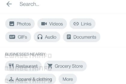 Así lucen los filtros de búsqueda de comercios dentro de WhatsApp