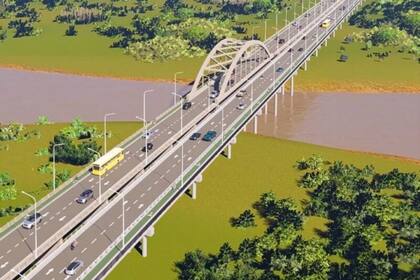 Así quedará el nuevo puente (derecha) que unirá la ciudad de Santa Fe con Santo Tomé