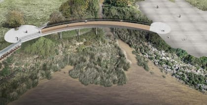 Así quedaría la pasarela, de seis metros de ancho y sobre pilotes de hormigón, que conectaría el Parque de los Niños con el Paseo Vial Costero