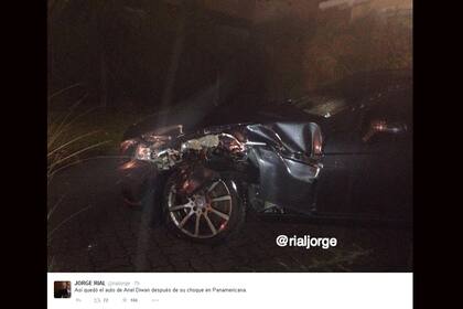 Así quedó el auto de Diwan tras el choque en la Panamericana