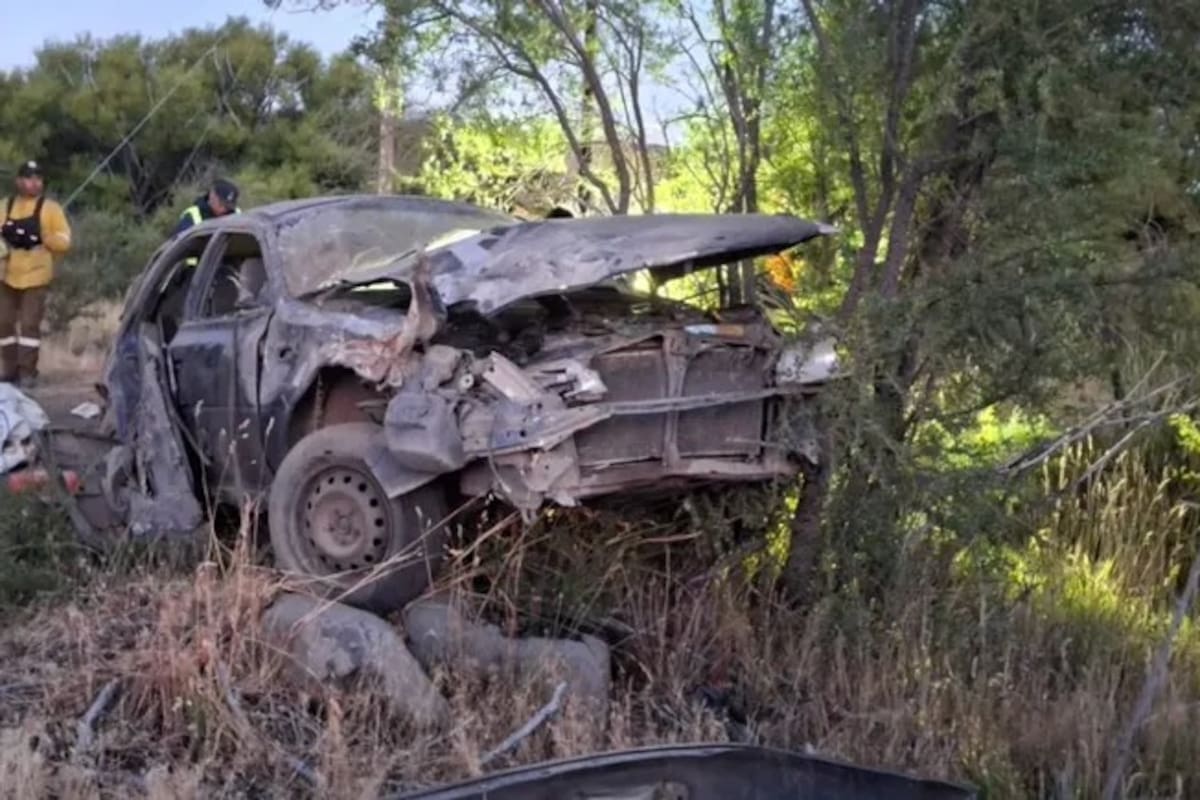 Así quedó el auto tras el choque en Ruta 60 de Junín de los Andes.