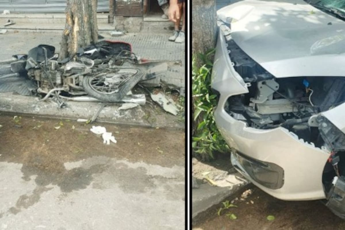 Así quedó el auto tras la persecución.