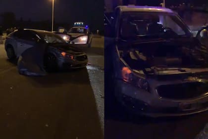 Así quedó el coche que venía por la ruta provincial 51, ingresó en la ruta 7 y chocó al micro en el que viajaba la banda Kapanga