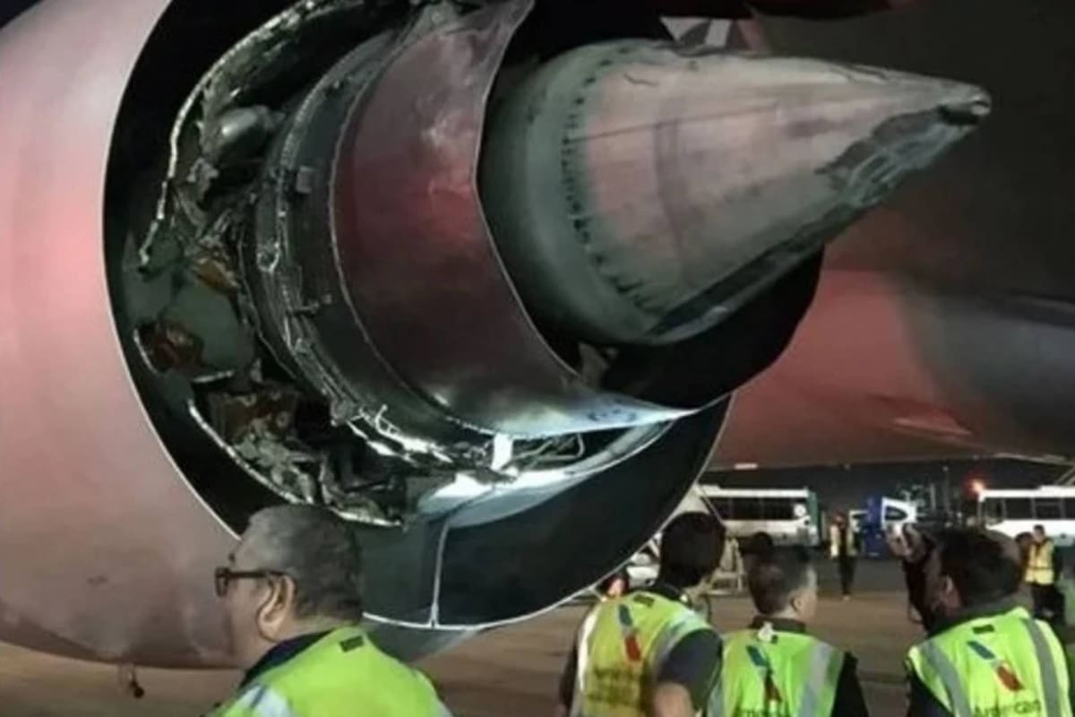 Así quedó el motor que falló al despegar