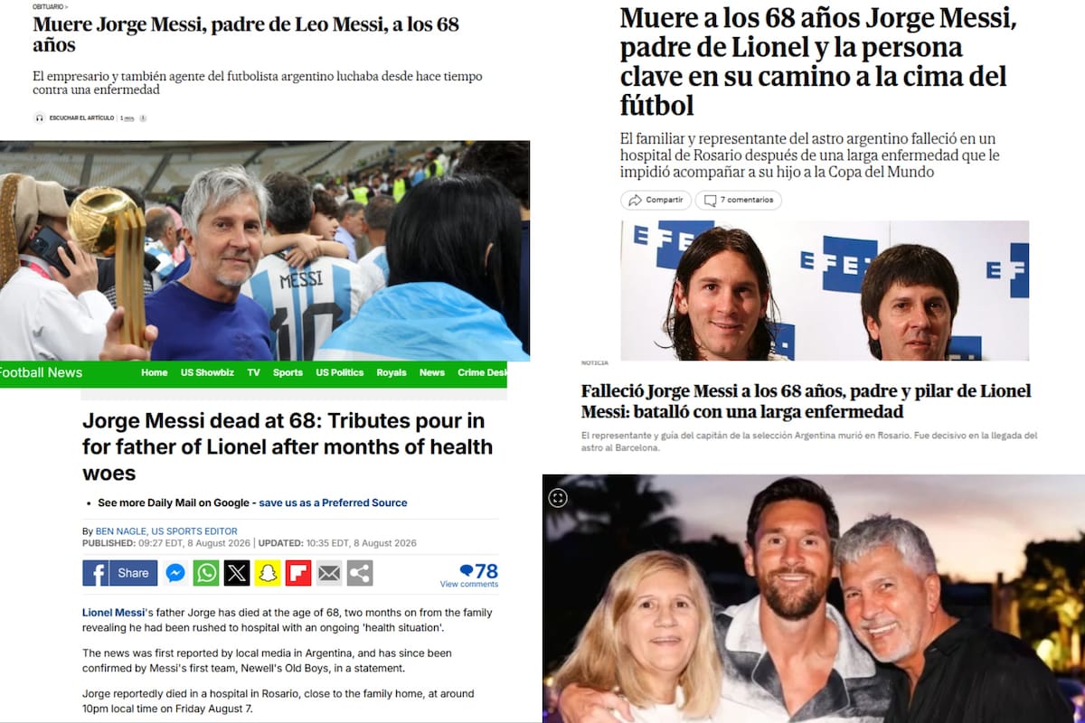 Así reaccionaron los medios del mundo a la muerte de Jorge Messi (Foto: Captura)
