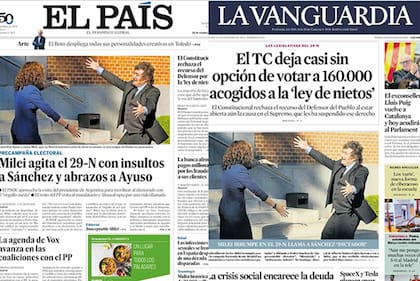 Así reflejaron los diarios españoles la visita de Javier Milei